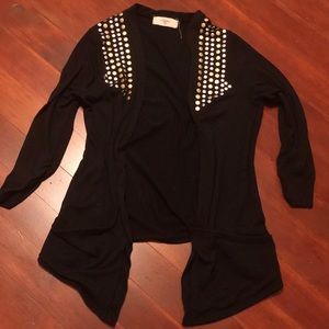 Studded cardigan with 3/4 sleeves and pockets